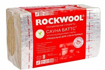 Каменная вата Rockwool Сауна Баттс 1000х600х50 мм 8 плит